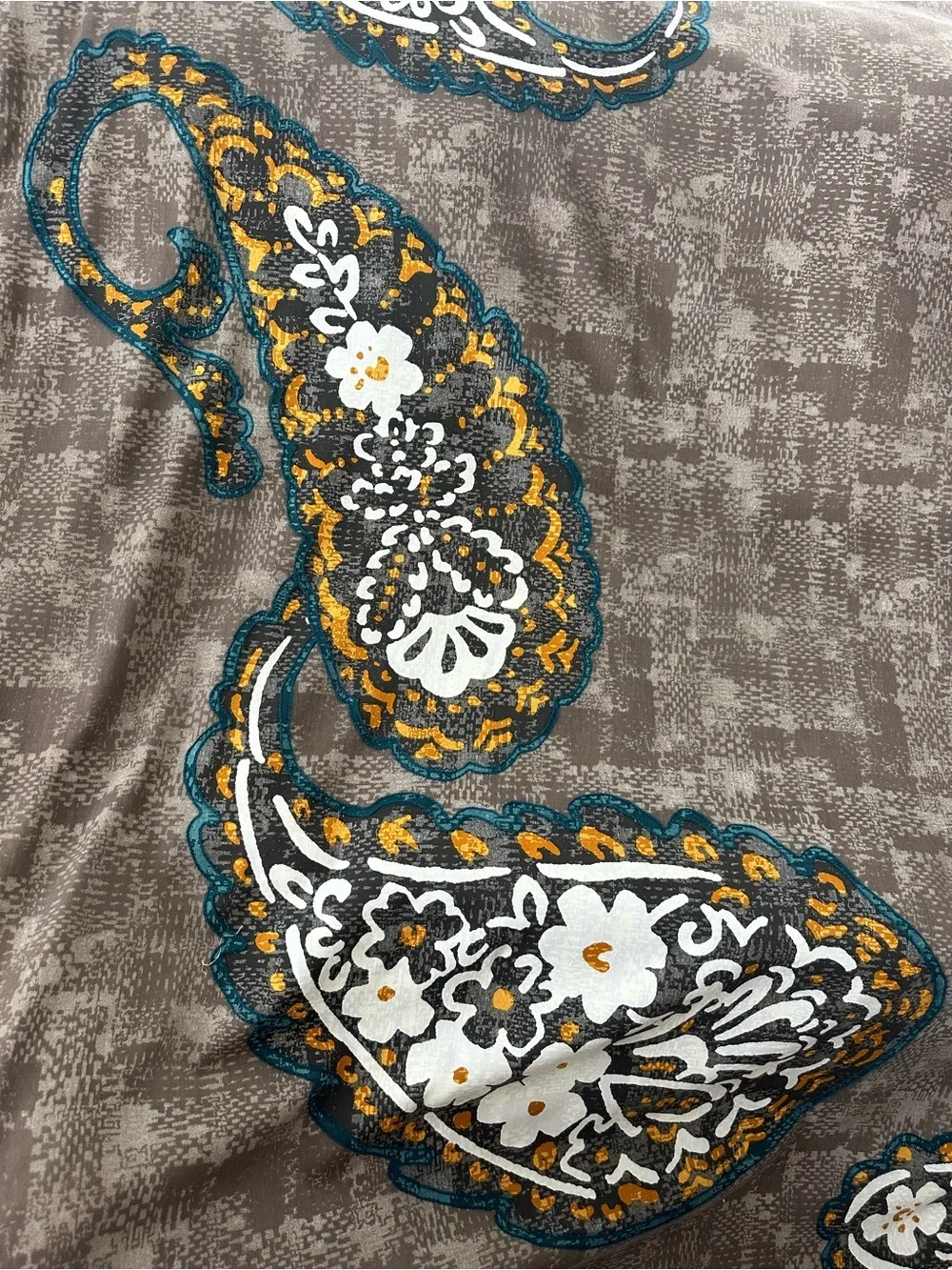 Target Threshold Paisley Fabric Shower Curtain - taupe/brown w/ gold, teal